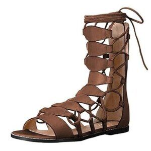 YDN Sexy Ankle High Gladiator Sandals for Women Lace up Open toe Flats Zips Shoe